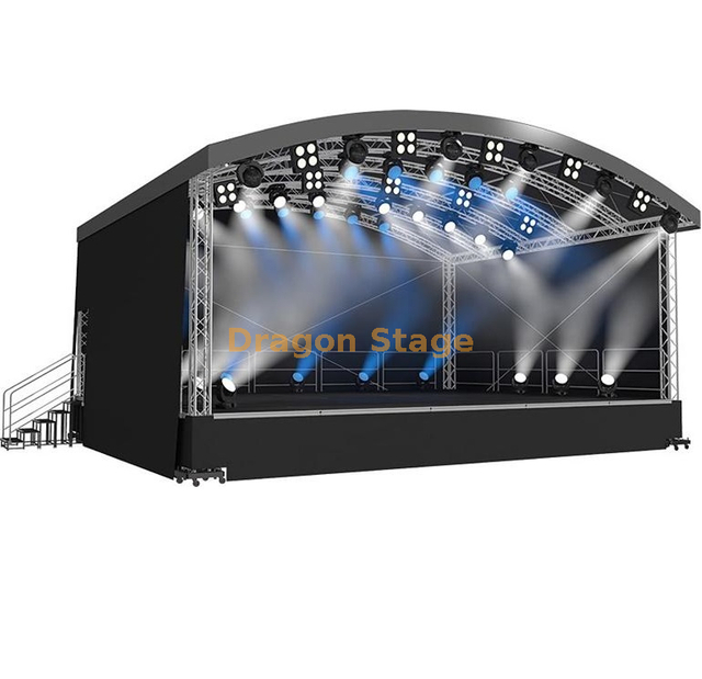 Aluminum Outdoor Event Concert Mobile Arc Roof Stage 9x7x6m