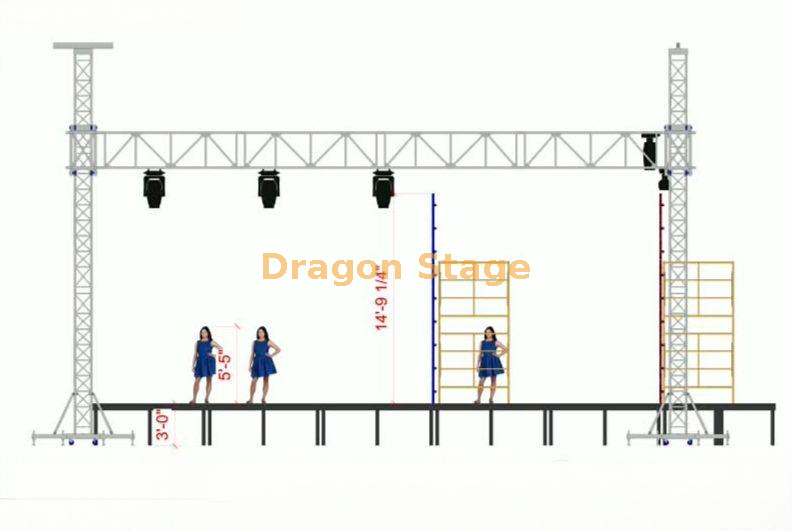 12x10m Aluminum Goalpost Lighting Truss System (12m Clear Span, 10m Height)