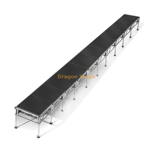 40' x 4' Professional Aluminum Mobile Runway Stage - Adjustable Height (0.4m - 2m)