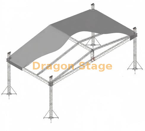 Square Aluminum Portable Fountain Stage with Roof Truss System 12x6x6m