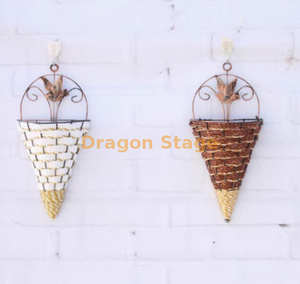 Simulated Violet Wall Hanging Orchid Large Embroidery Artificial Plastic Flower Silk Flower Grey wall hanging basket+adhesive hook