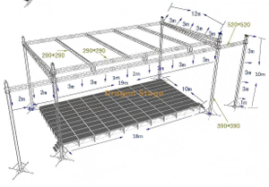 Custom Flat Foof Stage Truss System 19x12x10m