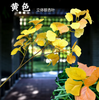 Simulated banyan tree leaves, red maple leaves, ginkgo leaves, shopping mall, indoor fake branches, fluorescent yellow, three-dimensional ginkgo leaves -1 branch