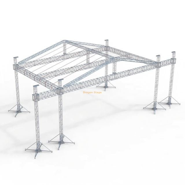 Large Aluminum Event Triangle Rooftop Truss Design for Sale 12x12x10m with 2 Wings Each Wing Is 3m