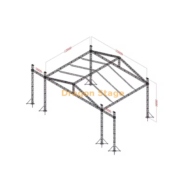 15x12x9m Heavy-Duty Aluminum Pitched Roof Stage Truss System (9m Height) with 3m Speaker Wings