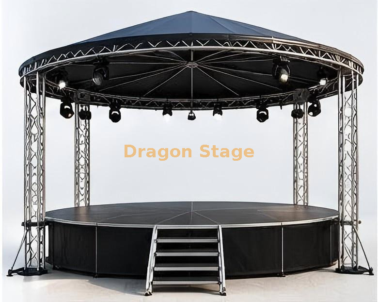 4m Diameter Round Aluminum Mobile Stage with Roof for Wedding and Event Use