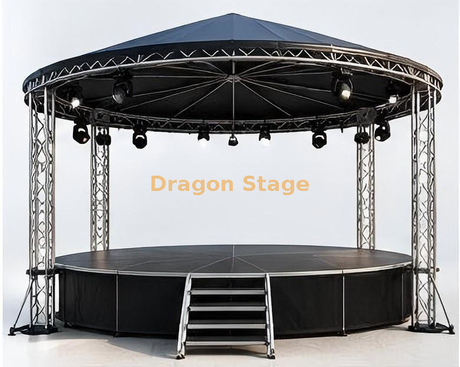 4m Diameter Round Aluminum Mobile Stage with Roof for Wedding and Event Use
