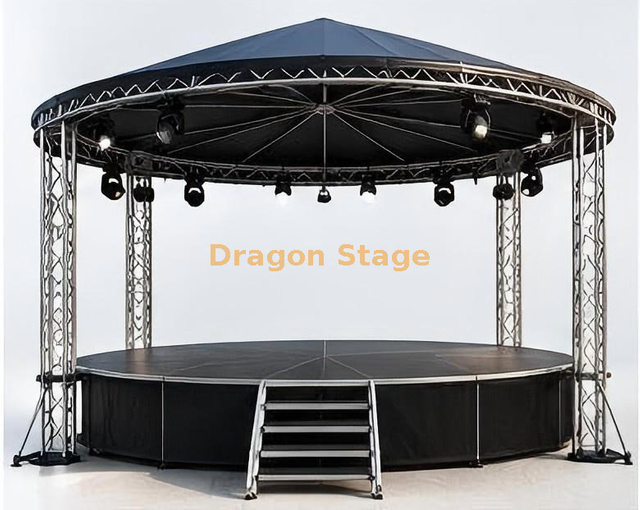 4m Diameter Round Aluminum Mobile Stage with Roof for Wedding and Event Use