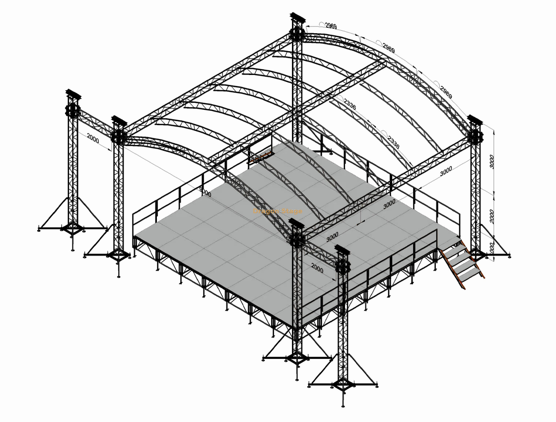 9x9x6m Professional Aluminum Arched Roof Stage Truss System