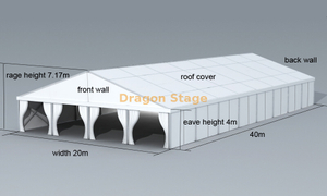 Waterproof 20m Span Banquet Event Outdoor Wedding Party Marquee Tent 40m Long