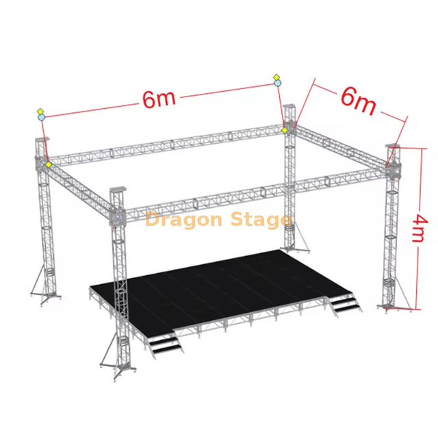 Silver Square Aluminum Concert Aluminum Sound Truss 6x6x4m