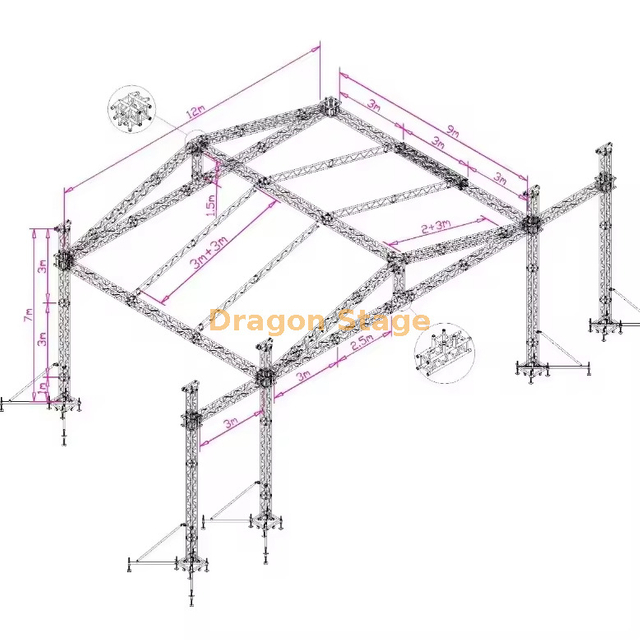 Concert Speaker Roof Truss Stage 12x9x7m