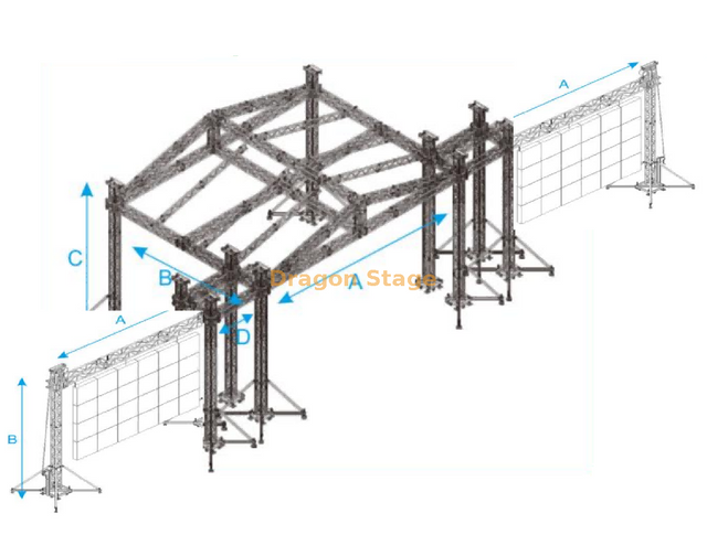 20x12x6m Concert Roof Stage with PA Wings Tower And Led Video Wall Truss