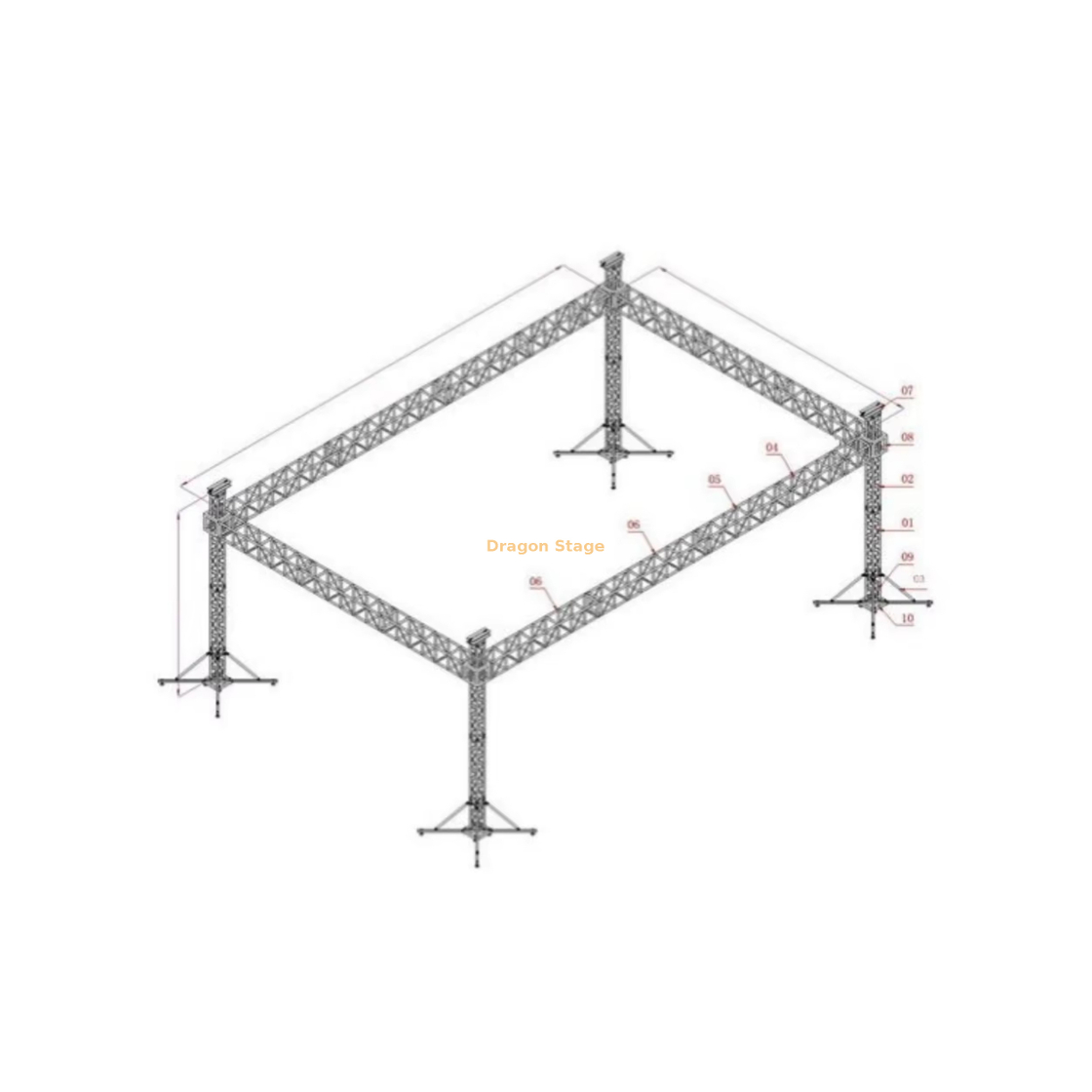 Custom Aluminum Portable Stage Truss 60x50x33 Ft