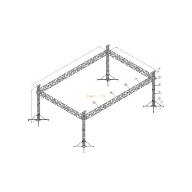 Custom Aluminum Portable Stage Truss 60x50x33 Ft
