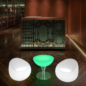 Party Event garden outdoor night club Plastic furniture LED light up Cocktail Poseur Bar Table cube chair bar stool lighting