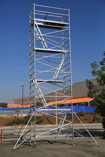 light weight aluminum scafflod with guard rail for hotel mall user
