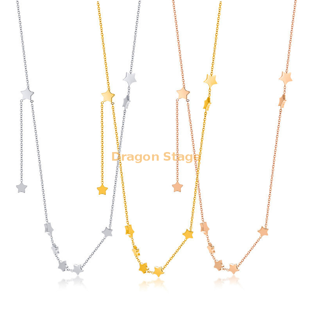 Cheap Wholesale Gold Plated Jewelry Star Custom Stainless Steel Personalized Lucky Charm Necklace For Women