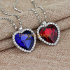 Beautiful custom silver jewelry red women large gold pendant crystal blue ocean titanic stainless steel heart necklace