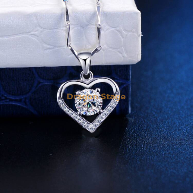 Wholesale Custom Jewelry Dainty 925 Sterling Silver Zirconia Heart Pendant Necklace For Women