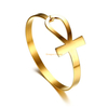 Egyptian jewelry gold plated silver custom open stainless steel ankh cross bracelets bangle