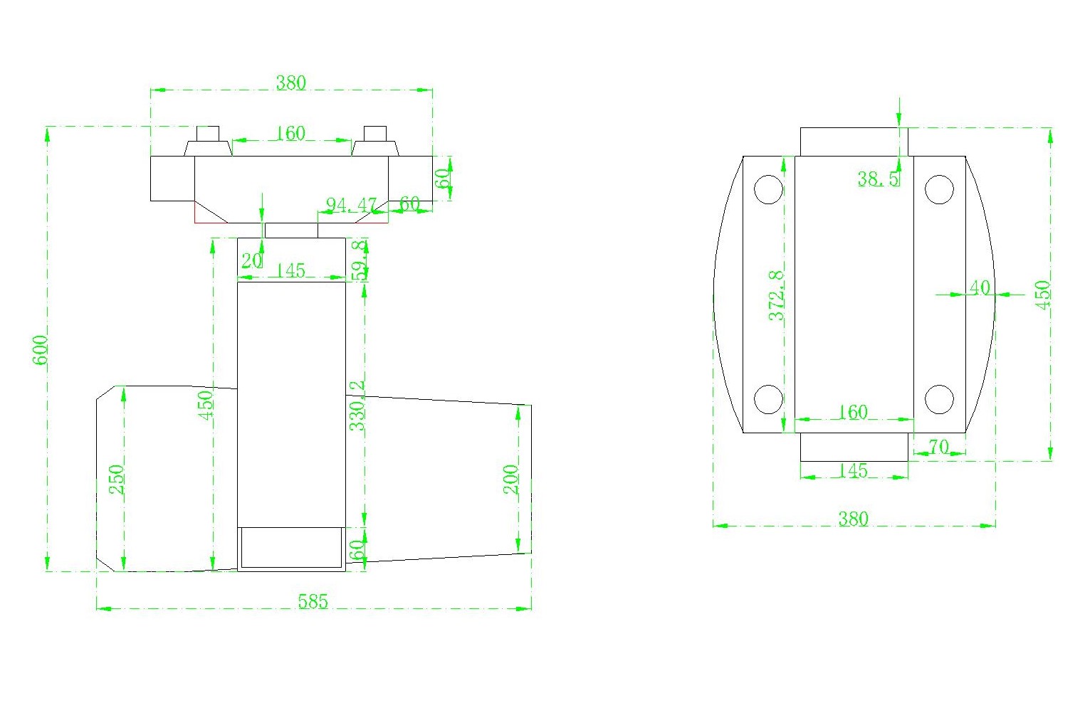 dimensions of moving head