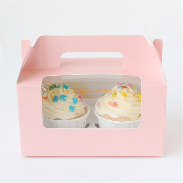 OEM Custom Logo Printed Food Grade White Cardboard Paper Wedding Cake Boxes Birthday Gift Pastry Cup Cake Box With Clear Window