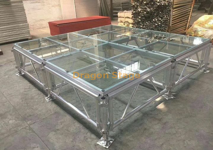 Transparent Acrylic Glass Catwalk Stage 24x24ft Height 7.32x7.32m Height 0.8-1.2m 2 Adjustable Stairs
