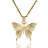 Gold Silver AAA Cubic Zircon Men's Women Hip hop Pedant Butterfly Necklace Rock Jewelry