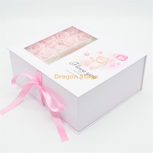 Clear Window White Cardboard Boxes Eternal Flower Perfume Gift Box With Ribbon Custom For Packiging