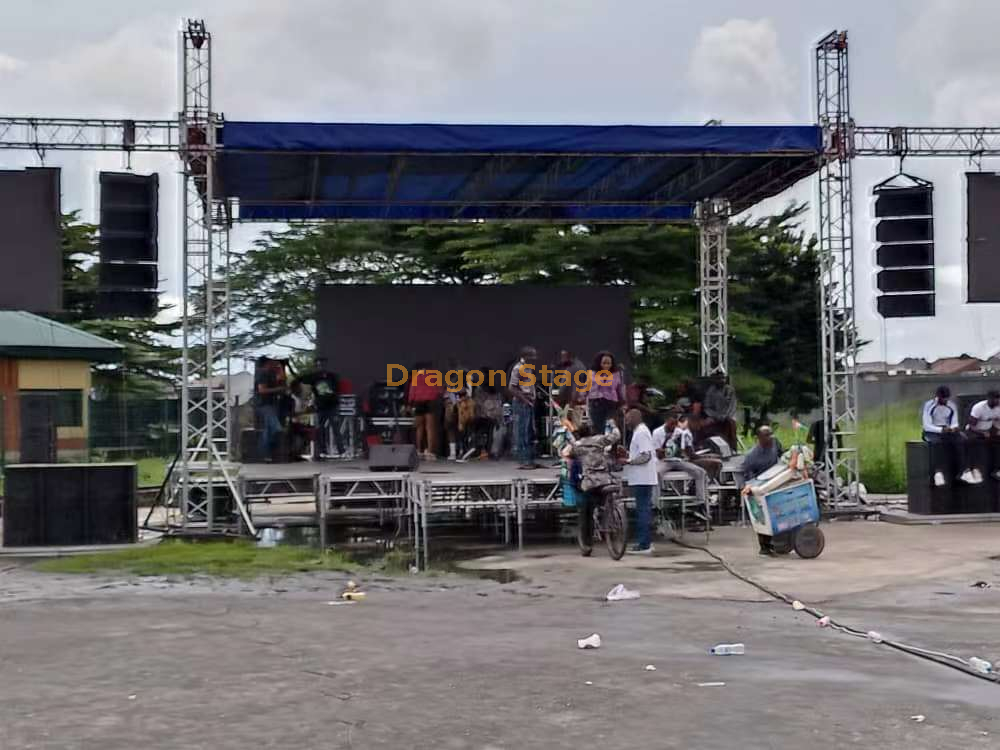 Custom Outdoor Concert Booth Event Truss 7x6x6m with Built-in Audio Video Truss 5m at 2 Sides (3)