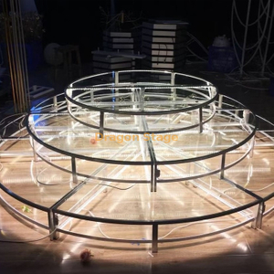 Clear Glass Round Stage for Wedding And Fashion Show 1.2m 1.8m 2.4m diameters