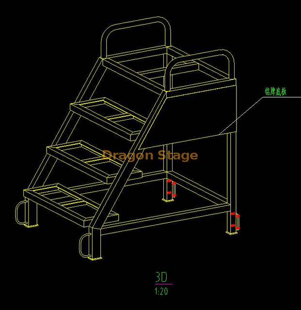 Aluminum Mobile Hatch Working Ladder 0.8x0.76x1m