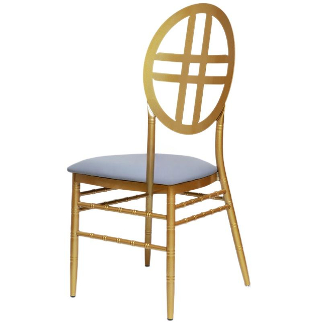 New European Outdoor Wedding Bamboo Chair New Soft Bag Round Back Chair Gold Metal Hotel Restaurant Wedding Chair