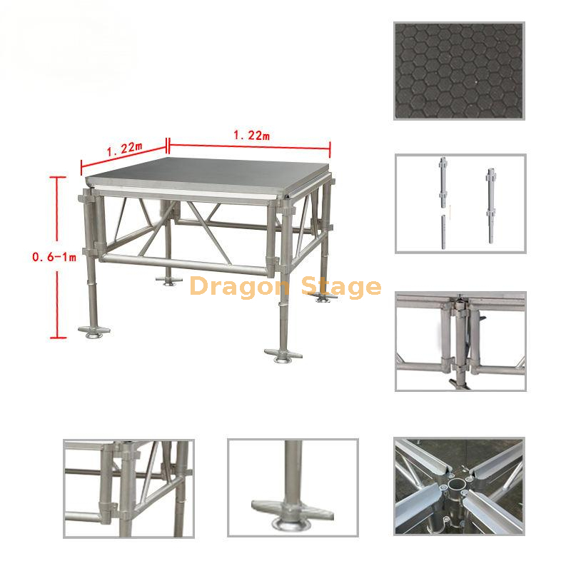 Fast Assemble Portable Aluminum Adjustable Stage Platform 17.08x14.64m