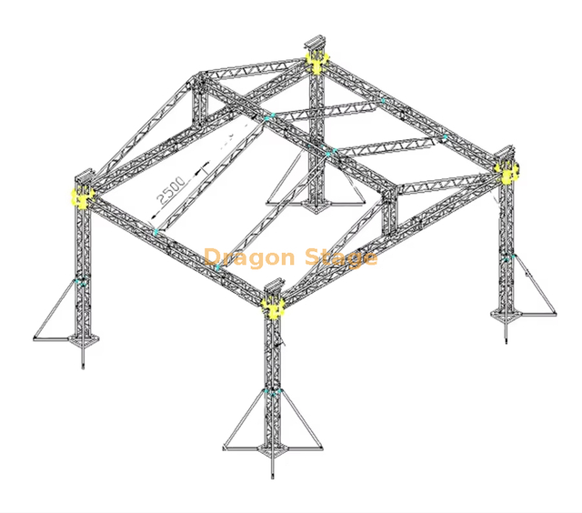 Aluminum Mono Pitch Roof Truss System 13x13x8m