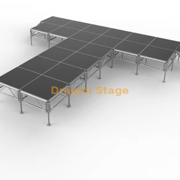 7.32x7.32m T-Shape Modular Aluminum Mobile Stage with Stairs
