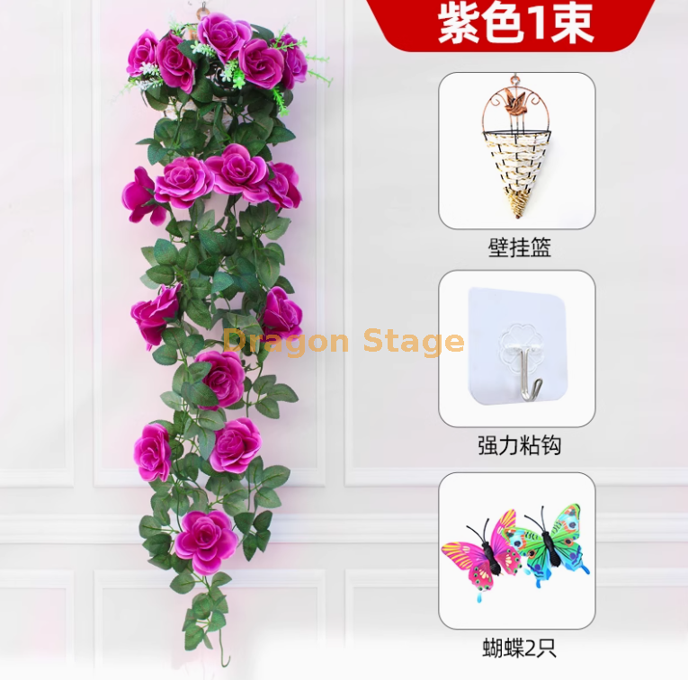 深紫色 1玫瑰送花篮粘钩