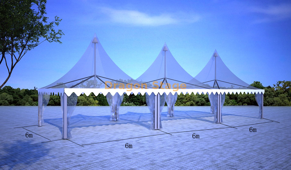 6x12m Aluminum Pagoda Tent | Modular Event Tent with PVC Roof (2 × 6×6m Combined)