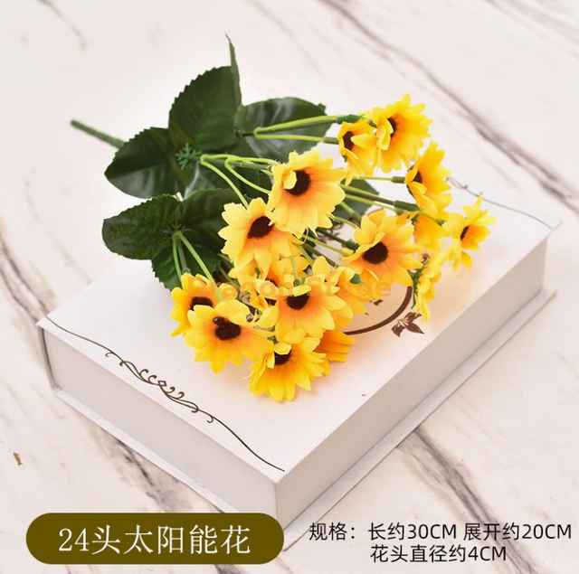 Small Sunflower Simulation Flower Ornament Sunflower Fake Flower Ornament Engineering Flower Plastic 24 Small Sunflowers