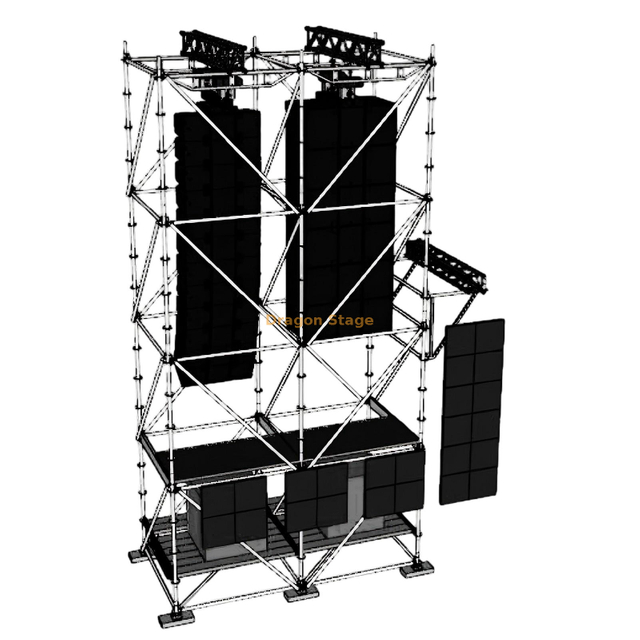 4x2x8m Ringlock Line Array Support System with Aluminum Truss, Working Platform and Water Ballast