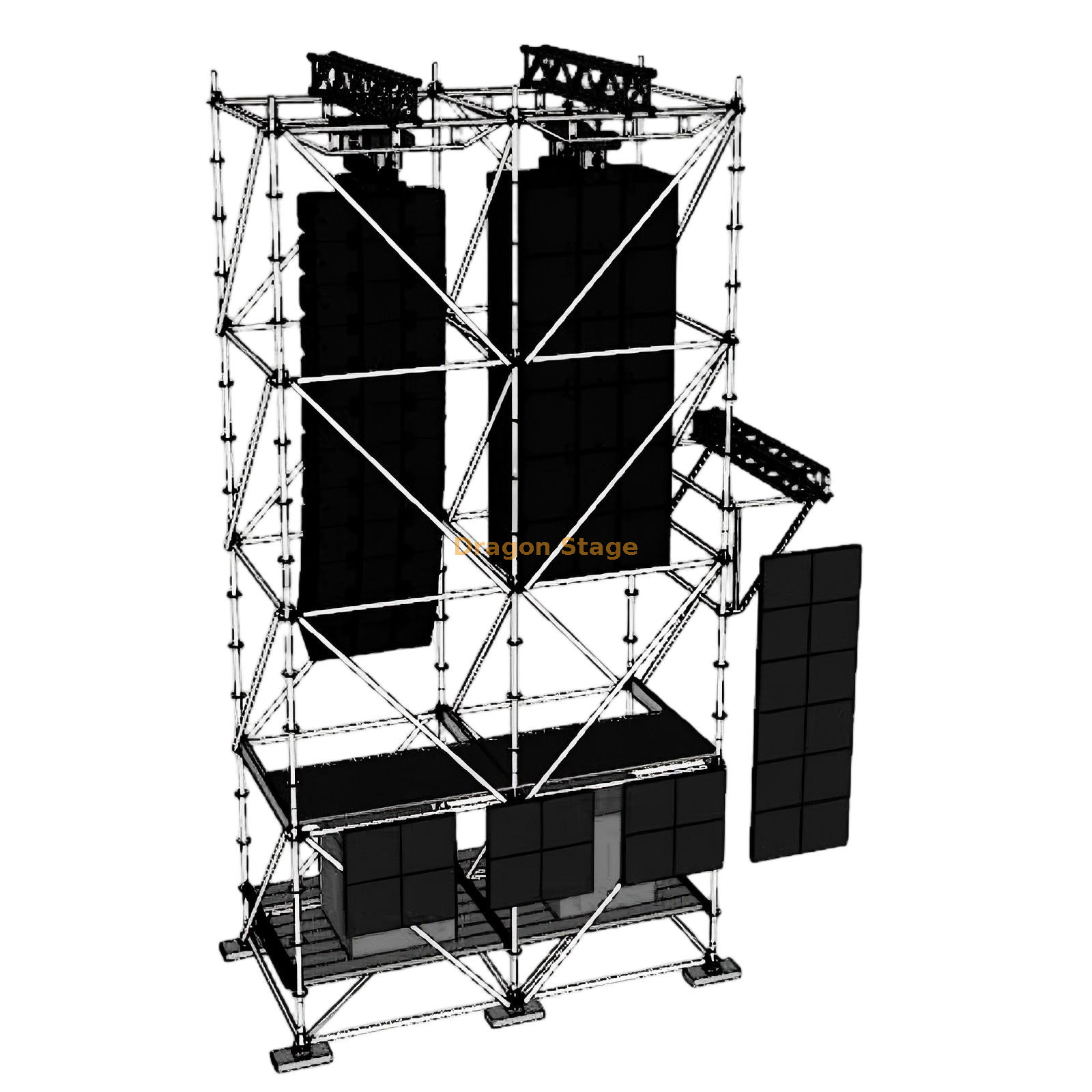 4x2x8m Ringlock Line Array Support System with Aluminum Truss, Working Platform and Water Ballast