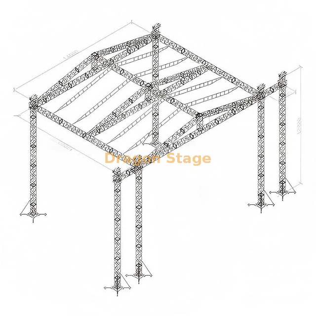 14x12x12m Professional Aluminum Arc Roof Stage Truss System (12m Height) with 2m PA Wings