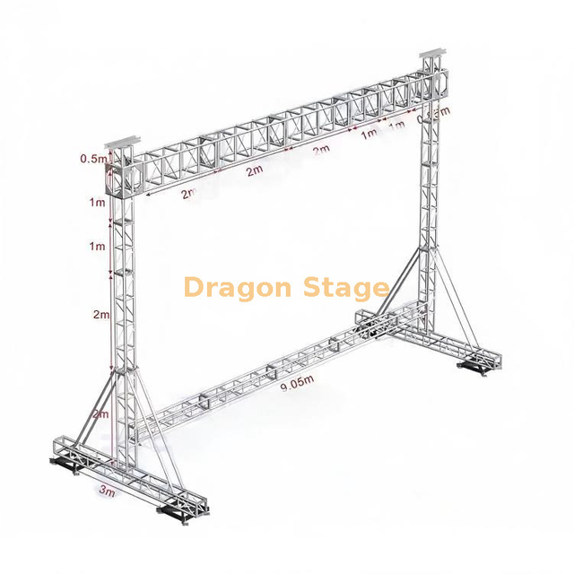 9.5x7.5m Heavy-Duty LED Screen Goalpost Truss System (3m Footing, Aluminum Spigot Truss)