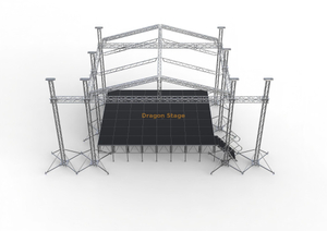 16x12x9m Portable Aluminum Stage Truss System with Dual 2m Sound Tower Wings