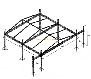 Aluminum Adjustable Height Outdoor Event Stage Truss System 15x12x8m 6 Pillars 2 Wings 