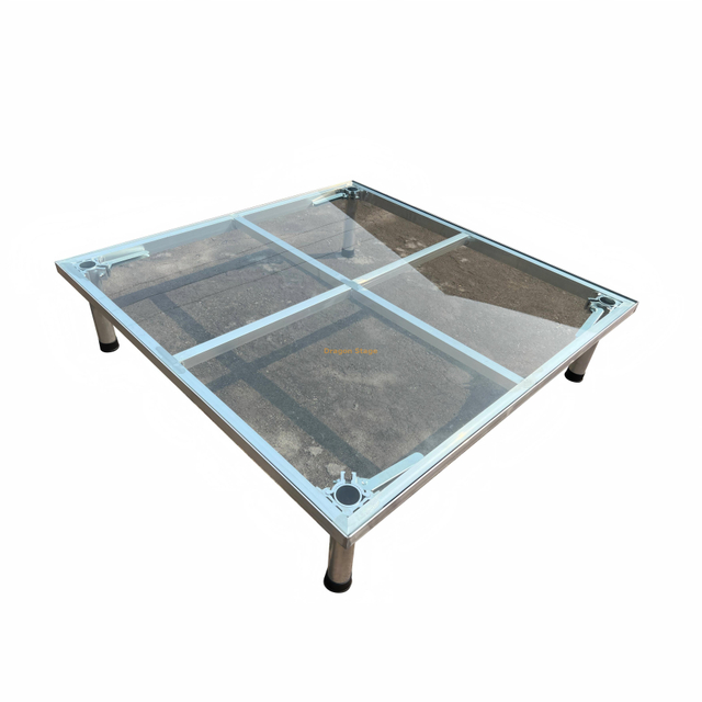 Adjustable Aluminum Frame Clear Glass Stage Platform (1.22m x 1.22m)