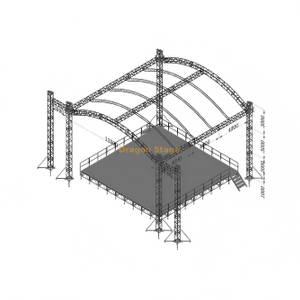 12x12x9m Heavy-Duty Aluminum Arched Roof Stage Truss System