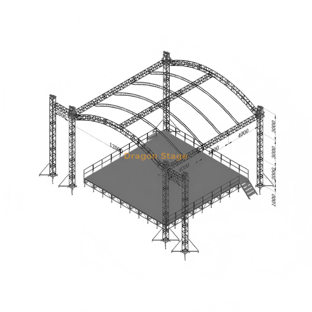 12x12x9m Heavy-Duty Aluminum Arched Roof Stage Truss System