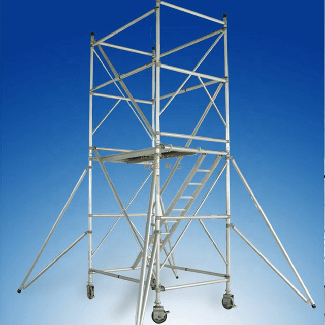 Aluminum Tower Mobile Portable Double scaffolding with step ladder 5.22m